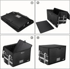 ENGPOW File Box with Lock,Fireproof Document Box with Zipper＆Pockets,Collapsible File Organizer Filing Storage Cabinet with H
