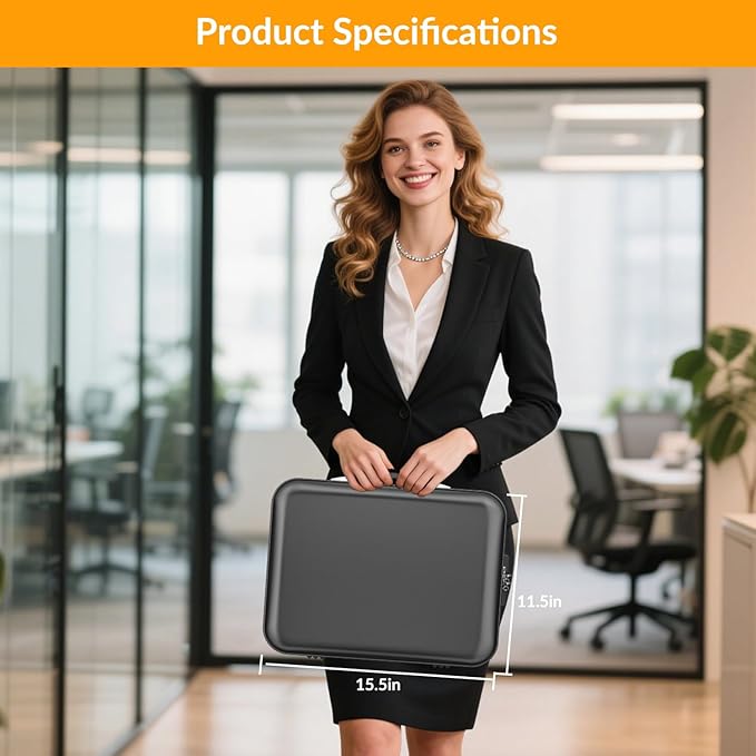onvvippiv Hard Case Fireproof Document Box, Important File Organizer with Lock Waterproof Zipper, Portable Home Office Travel