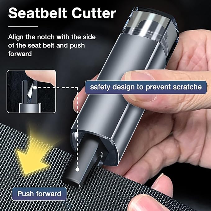 Window Breaker Seatbelt Cutter, 2-in-1 Car Window Breaker Tool,Emergency Glass Breaker and Auto Escape Tool，Safety Hammer for