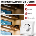 GZV 12V Dimmer Switch, 200W PWM Dimmer Switch - Adjustable Brightness for LED, Halogen, Incandescent & Strip Lights - Compatible with RV, Auto, Truck, Marine, White