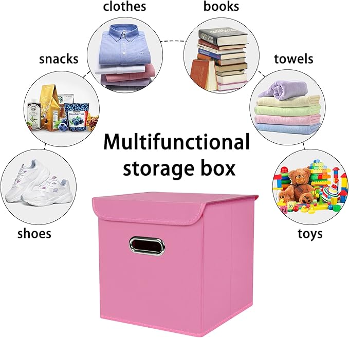 Closet Organizers Fabric Storage Bins With Lids Collapsible Cube Storage Organizer Basket With Handles,Storage Boxes for Clot