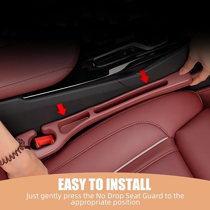 Car Seat Gap Filler- Universal Console Catcher to Prevent Items from Falling Between Seats and Console, Anti-Drop Organizer with Secure Fit (Beige)