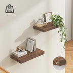 Dreamland 24" Floating Shelves for Wall, 12" Deep Thicker Walnut Floating Shelves, Wall-Mounted Shelves for Bedroom, Living R