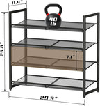 Metal Shoe Rack for Closet,entryway, 4-Tier Shoe Organizer, Adjustable Flat or Angled Shelves, Holds up to 20 Pairs Shoes, Bl
