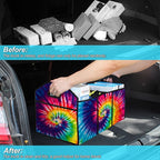 TieDye Car Trunk Organizer Storage Box Collapsible Non-Slip Automotive Organizer Vehicle Organization