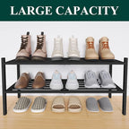 Smiry Bamboo Shoe Rack 2-Tier, Stackable Wooden Shoe Organizer for Entryway & Closet, Free Standing Wood Shoe Storage Shelf f