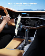 Lamicall Car Cup Tablet Holder - [15" Height Adjustable][ Fast Setup] Cup Holder Phone Holders, Multi Angle Car Mounts as Gifts for 5.2-13" iPad Pro 2025, Air, Mini, iPhone 17e, Car Accessories
