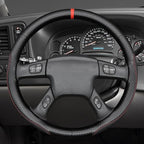 MEWANT Hand Stitch Steering Wheel Cover for 2003-2006 Chevy Silverado 1500 2500 3500 2007 Silverado Classic 2002-2009 Trailblazer Matte PU Carbon Fiber Microfiber Leather Steering Wheel Wrap