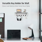Nekon Key Holder for Wall, 11.8" W x 3.5" H x 2.8" D Decorative Key Organizer with Floating Shelf, Wall Mount Key Rack with 5