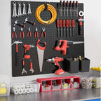 FZK Peg Board, Black Pegboard 4pcs and 46 Pegboard Hooks with Strong Ribs Back Holds up for 200Ib, Peg Board Organizer for Wa