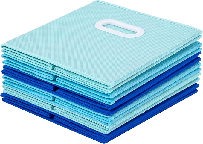 Stero Fabric Storage Bins 6 Pack Fun Colored Durable Storage Cubes with Plastic Handles Foldable Cube Baskets for Home, Kids 