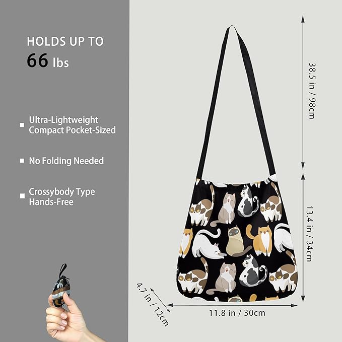 BeeGreen Reusable Grocery Shopping Bag -Travel Tote Bag - Foldable Compact Sturdy Bags