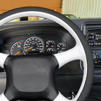 MEWANT Hand Stitch Black White Faux Leather Steering Wheel Cover for Chevy Silverado 1500 Astro Blazer C/K Kodiak S10