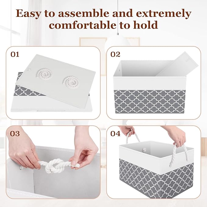 Fab totes Storage Bins [2-Pack], Foldable Storage Baskets for Organizing Toys, Books, Shelves, Closet, Large Storage Box with