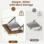 8" Deep Floating Shelves for Wall,16 inch Wood Wall Shelves Set of 2,Wide Floating Bookshelf with Sturdy Metal Brackets,Hangi