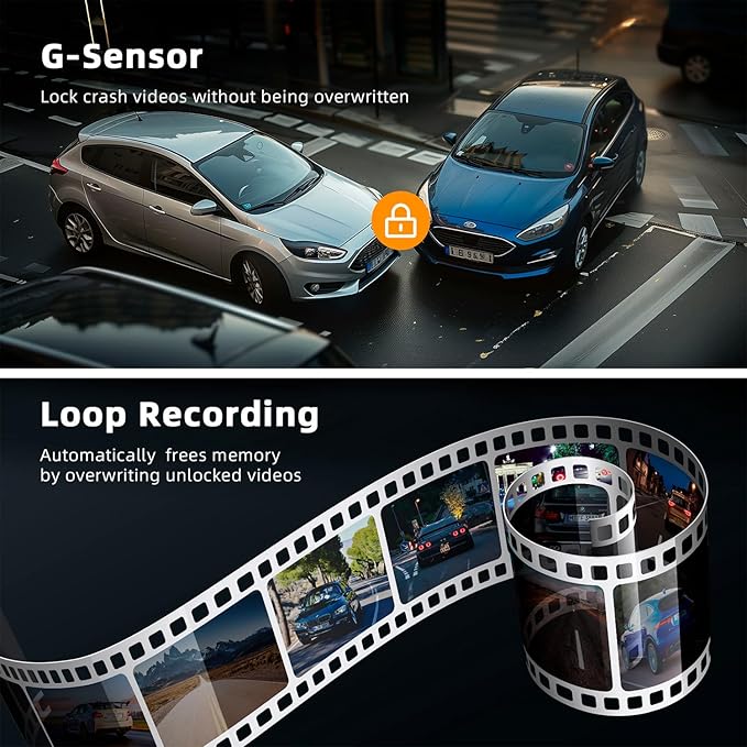 Real 4K 3 Channel Dash Cam Front and Rear Inside, STARVIS 2 HDR Sensor, 5.8GHz Wi-Fi GPS G-Sensor, 4K+1080P+1080P Dash Cam, 6