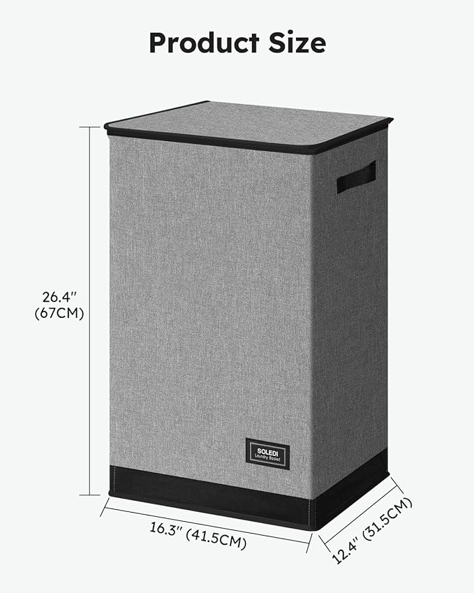 SOLEDI Laundry Hamper with Lid 90L Large & Tall Collapsible Laundry Basket, Clothes Hamper with Bag Removable Easy to Carry, 