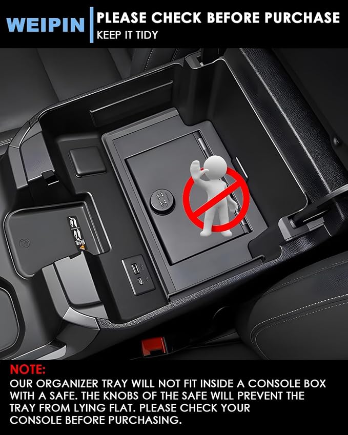 Silverado Sierra Center Console Organizer - Refreshed Models 2022-2026 Chevy Silverado/GMC Sierra 1500-2024-2026 Silverado/Sierra 2500HD 3500HD - (Full Console w/Bucket Seats ONLY) - Black