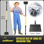 Jardineer Ice Scraper for Driveway, 60" Long Handle Snow Shovel with Thickened Blade, Multifunctional Metal Flat Shovel for Walkway, Garden, Garage Floor and Outdoor Cleaning