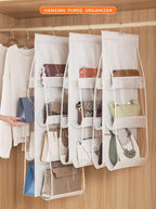 AARAINBOW 2 Pack Hanging Handbag Purse Organizer, 8 Pockets, Wardrobe Closet Space Saving Transparent Hand Bags Holder, 43.3L