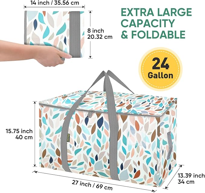BALEINE 6-Pack Oversized Moving Bags with Reinforced Handles, Heavy-Duty Storage Tote for Clothes, Moving Supplies (Mosaic, 6