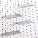 Beeveer 4 Pcs Pegboard Shelves Wall Organizer Brackets Pegboard Steel Tray Accessories Organizing Tools for Craft Garage Nurs