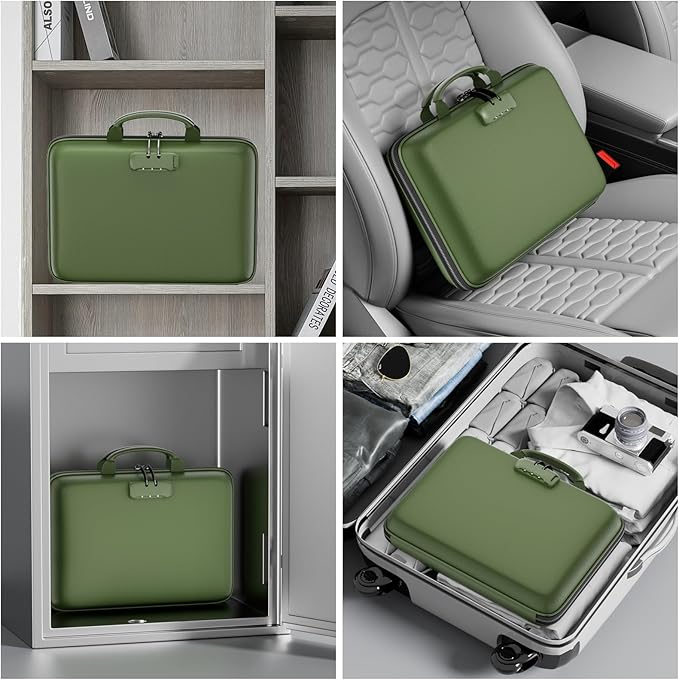 DocSafe Fireproof File Organizer with Lock, Hard-Shell Case Fireproof Document Box with 13 Pocket Accordion File Folder, Port