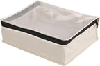 Household Essentials Canvas Sweater Storage Bags, 2-Pack, Breathable Cotton, Under-Bed Zippered Storage with Clear Top Window