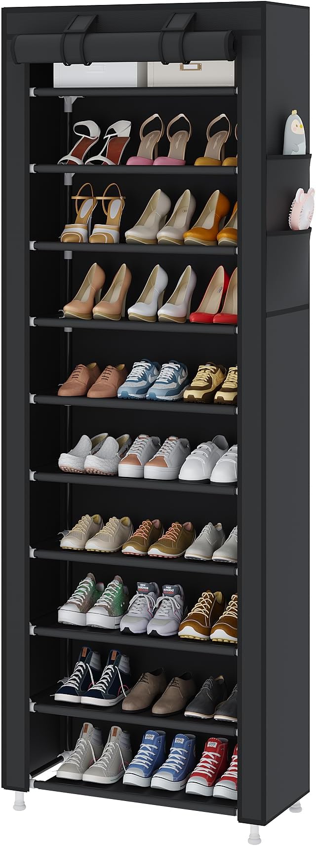 UDEAR 10-Tier Free Standing Shoe Rack Sturdy Shoe Rack Organizer for Closet Entryway Stackable Shoe Shelf with Dustproof Cove