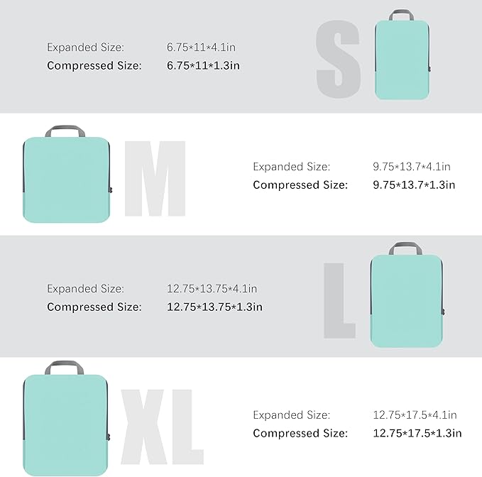 PANDA JOYS 4 Set Compression Packing Cubes Travel - Travel Accessories Expandable Packing Organizers for Carry On - Essential