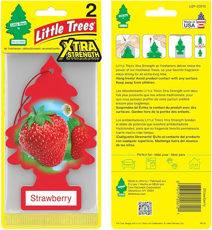 LITTLE TREES Car Air Freshener | Xtra Strength Provides Long-Lasting Scent for Auto or Home | Extra Boost of Fragrance | Stra