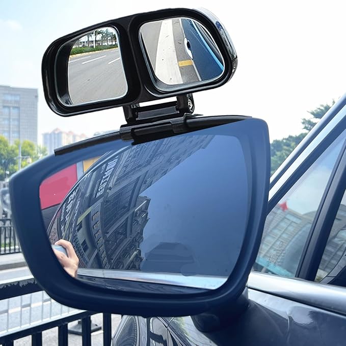 Blind Spot Mirror, Left and Right Adjustable Rearview Mirror Car Auxiliary Wide Angle Mirrors Stick for Universal Cars Truck SUV, Dark Grey