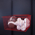OmniWall Large Wire Basket (16" x 8" x 12") - Heavy Duty Metal Storage Basket with Secure Vertical Slot & Round Hole Mounting
