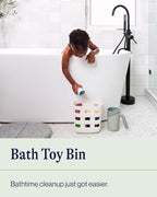 Lalo Bath Time Storage Bin - Keep Items Organized & Dry with Non-Toxic Plastic, Easy Cleanup, Removable Drying Bin, Woven Bab