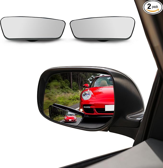 EcoNour Car Blind Spot Mirror (2 Pack) – 2" Rectangle HD Convex Rear View, Wide Angle Adjustable for SUVs & Trucks