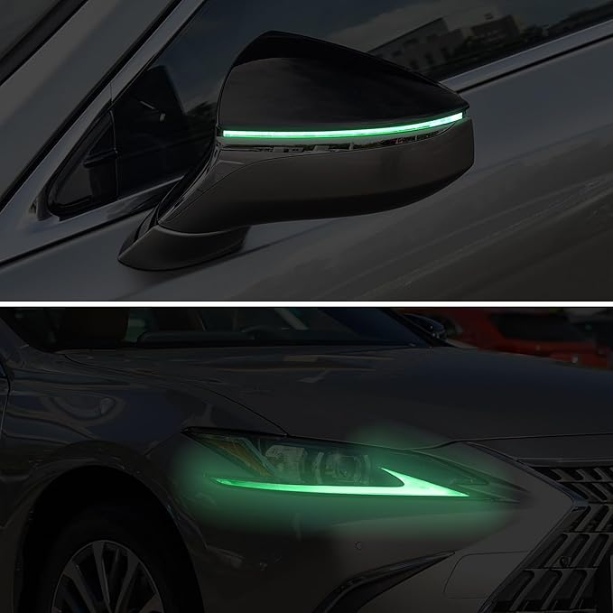 TOMALL 2 Pair Headlight Daytime Running Light Rearview Mirror Light Vinyl Films Smoke Tint Compatible with Lexus 2018-2020 Light Transmission Tint Wrap Exterior Sticker Decorations Trim (Green)