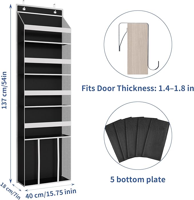 KYEVIS Over The Door Hat Organizer for Baseball Caps - Holds up 60 Hat Rack with Extra Large Row for Cowboy, Hat Storage for 