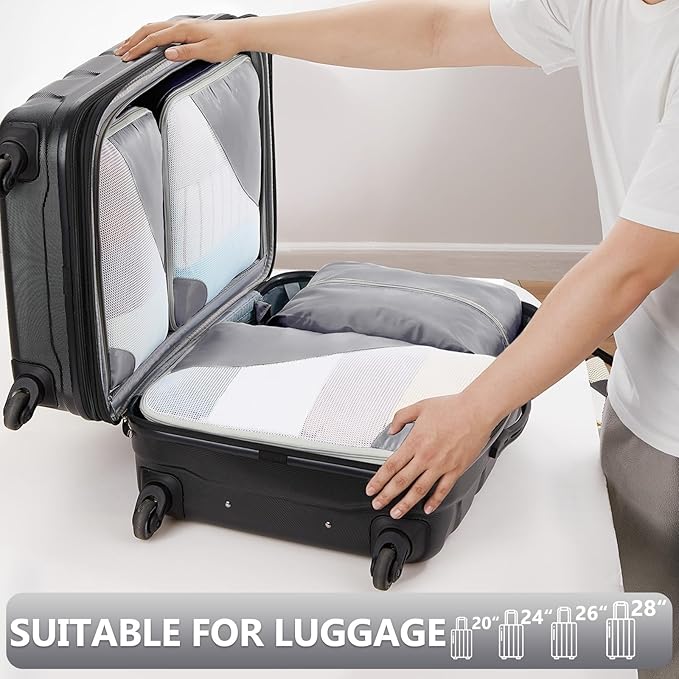 8 Set Packing Cubes for Travel, Gifts for Women Mom,Anti-Tearing Suitcase Organizer for Luggage with Shoe & Hanging Toiletry 