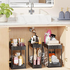 Simple Trending 3 Pack Under Sink Organizer, Pull-Out Cabinet Organizer Drawer, 2 Tier Multi-Purpose Slide Out Storage Shelf 