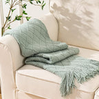 BATTILO HOME Sage Green Throw Blanket for Couch, Boho Bed Throws for Home Decor, Light Blue Throw Blanket for Sofa Living Roo