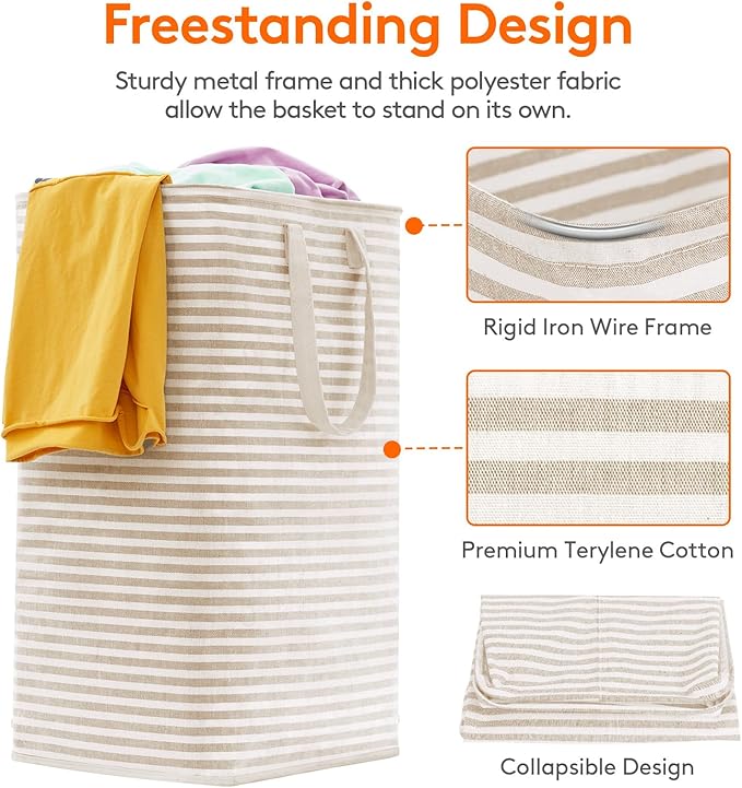 Lifewit 3 Pack Laundry Basket 80L Each, Collapsible Clothes Hamper with Reinforced Handles, Freestanding Waterproof Design fo