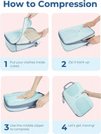 BAGSMART Compression Packing Cubes, 6 Set Packing Cubes for Suitcases, Lightweight Suitcases Organizers Bag Set & Compression