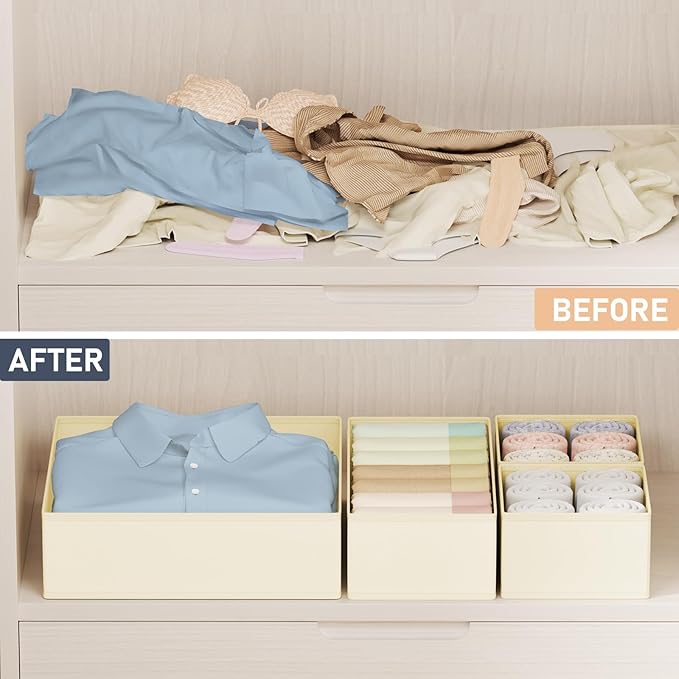 DIMJ Drawer Organizer Clothes 24 Pack - Foldable Baby Organizers and Storage Dresser Organizer for Bedroom, Closet Nursery Or