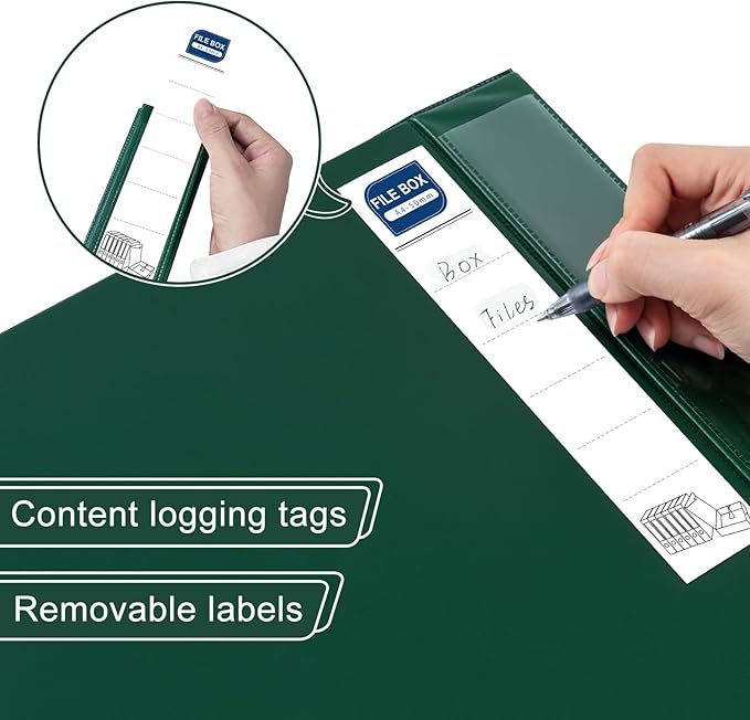 Storage File Boxes A4, 6 Pack Foldable File Box with Clip, 50mm Spine, Plastic Archives Cases with Magnetic Closure, Document