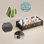 Bamboo Under Bed Storage with Wheels,Rolling Underbed Shoe Organizer Box for Shoes,Blankets,Toys,Clothes Container Space-Savi