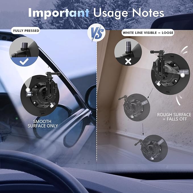 EMART Suction Cup Camera Mount with Adjustable Magic Arm, Metal 6" Suction Cup Mount Compatible with Camera, Action Cam, Phone, Universal 1/4"-3/8" Mount Holes for Windshield, Dash and Smooth Surface