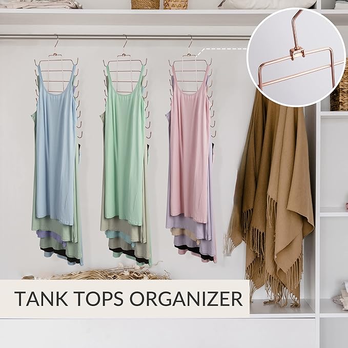 ZEDODIER 4 Pack Tank Top Hanger Space Saving, Bra Hangers for Closet Organizer, Hanging Bra Organizer Tank Tops Holder with 3