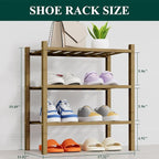 Smiry Shoe Rack, 3 Tier Thick Small Bamboo Shoe Organizer, Stackable Free Standing Wooden Shoe Storage Shelf for Closet, Entr