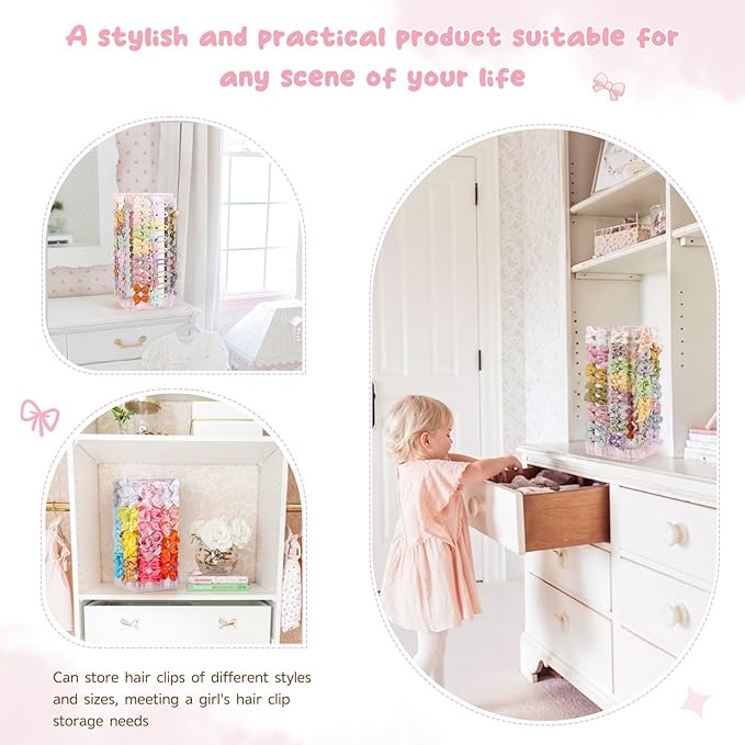 POVETIRE Bow Holder for Girls Hair Bows,Pink Hair Bow Organizer, Hair Clips Stand Hair Accessories Rack Display Decors Baby N