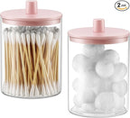 TIPGO Glass Qtip Holder Dispenser for Bathroom - 10 oz Clear Canister Apothecary Jar for Cotton Swabs, Balls, Pads, Floss Pic